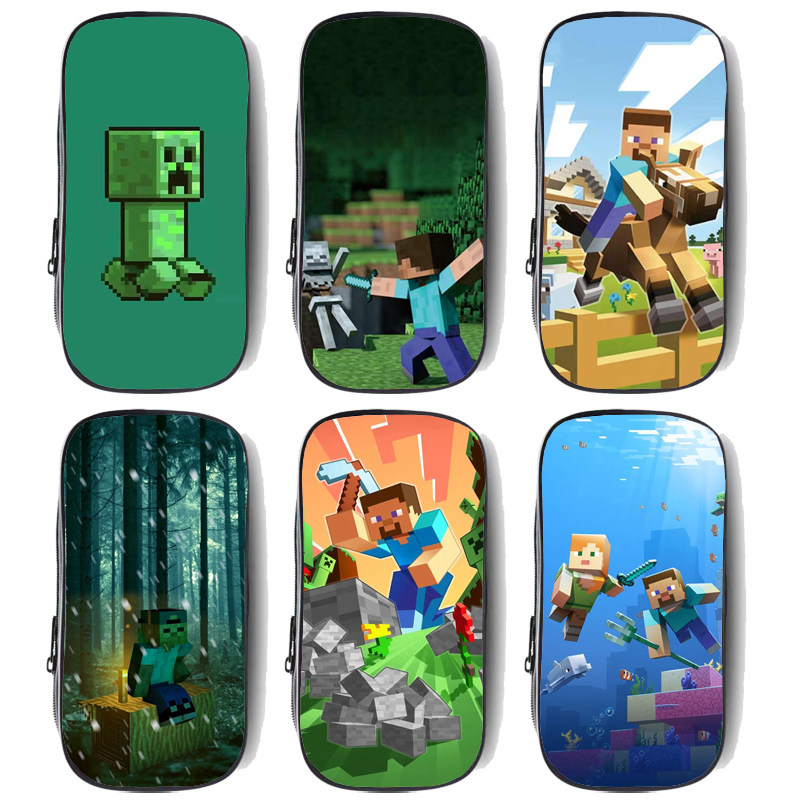 卡通mc同款我的世界苦力怕儿童帆布文具盒铅笔盒男孩子小学生笔袋