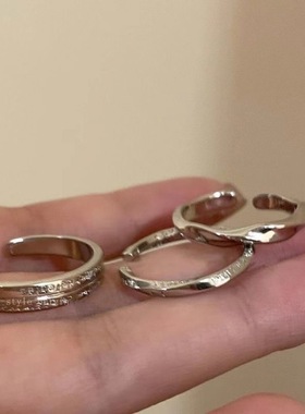 戒指女粗胖手大号大码戒指女胖mm大圈口戒指适合手粗的戒指女素圈