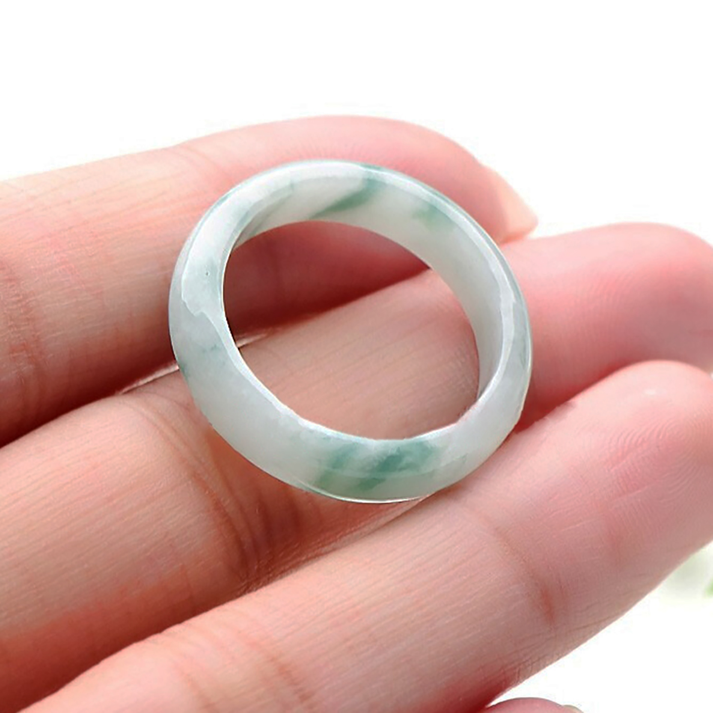 天然翡翠A货戒指男女款飘花玉指环戒圈扳指尾戒玉石指圈情侣对戒