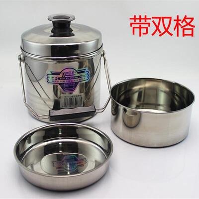 精艺发不锈钢双层真空提锅上班族饭盒大容量装三层保温桶便携带饭