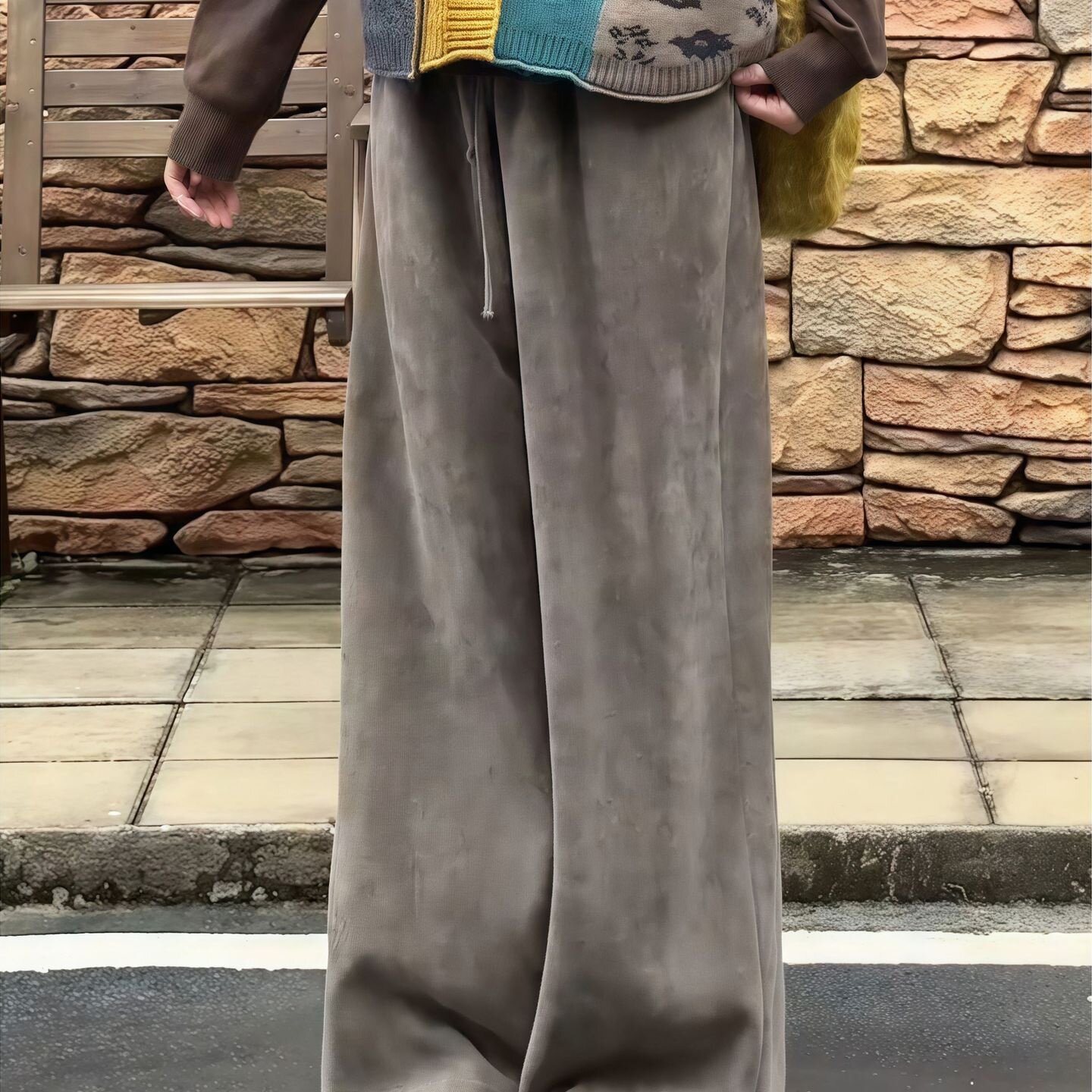 2025新款雪尼尔阔腿直筒裤女2025秋冬新款韩版休闲宽松时尚