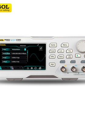 普源RIGOL函数任意波形发生器 DG822双通道25MHz(2CH)125Msa/s