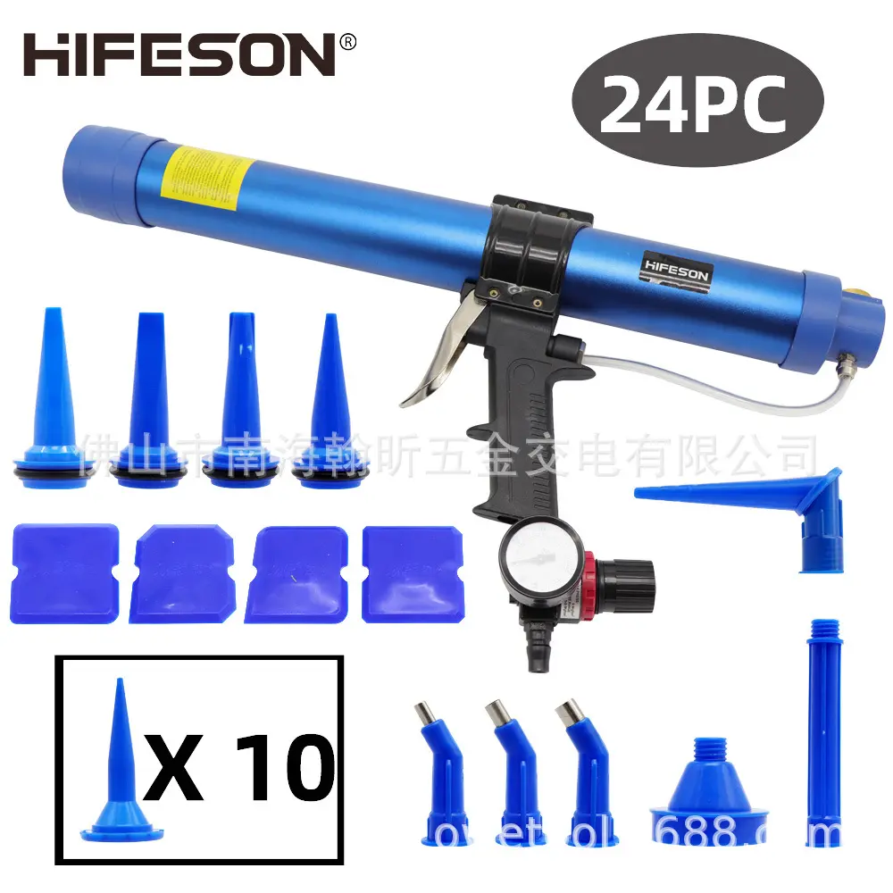海飞鲨06A筒装软胶600ml气动玻璃胶枪发泡压硅胶枪可调速胶枪