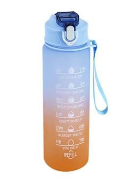 900ML Sports Water Bottle with Time Marker Leak-proof Cup Mo