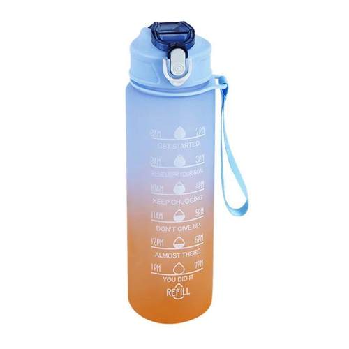 900ML Sports Water Bottle with Time Marker Leak-proof Cup Mo