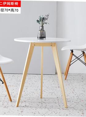 Small coffee table white circular table and chair a set tea