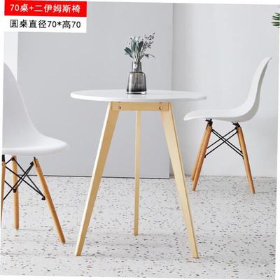 Small coffee table white circular table and chair a set tea