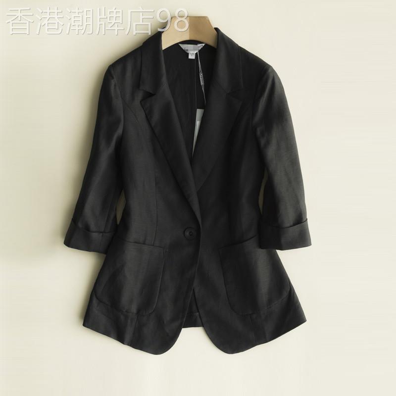 棉麻西装外套女薄款2025年夏季新款chic亚麻高级感休闲小个子西服