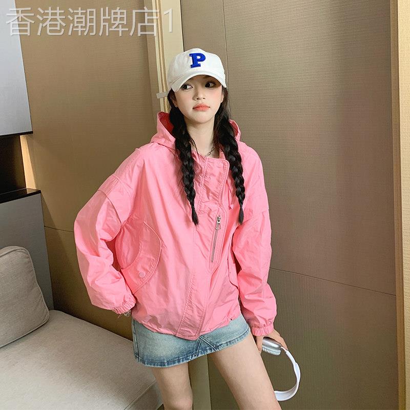 短款风衣外套女2025春夏新款宽松休闲连帽透气薄款户外运动防晒服