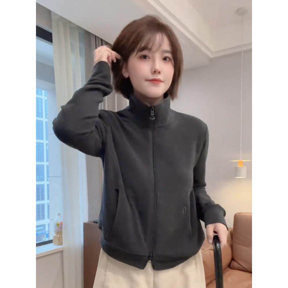 卫衣外套女春秋2025新款时尚洋气小个子短款休闲立领拉炼开衫上衣
