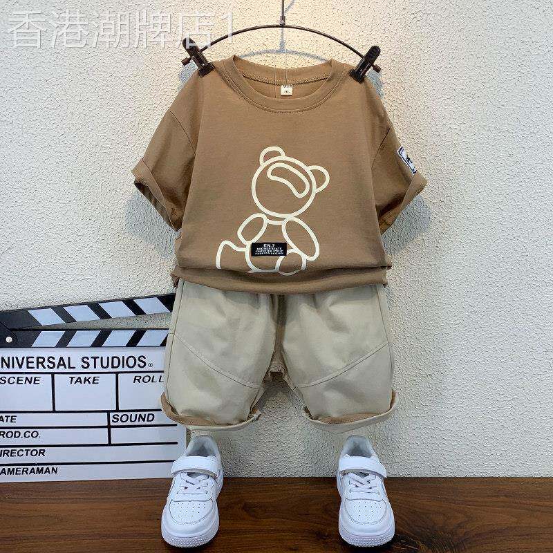 韩国洋派男童装网红时髦套装2026新款宝宝短袖帅气儿童夏季衣服酷