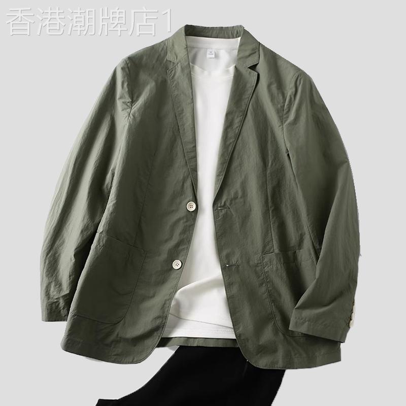 休闲 西服男士春秋季纯色商务长袖外套轻奢高级感薄款速干 干便服
