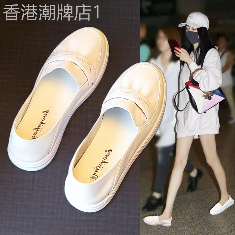 白女鞋2025新款春秋百搭休闲便鞋孕妇平底鞋真皮鞋