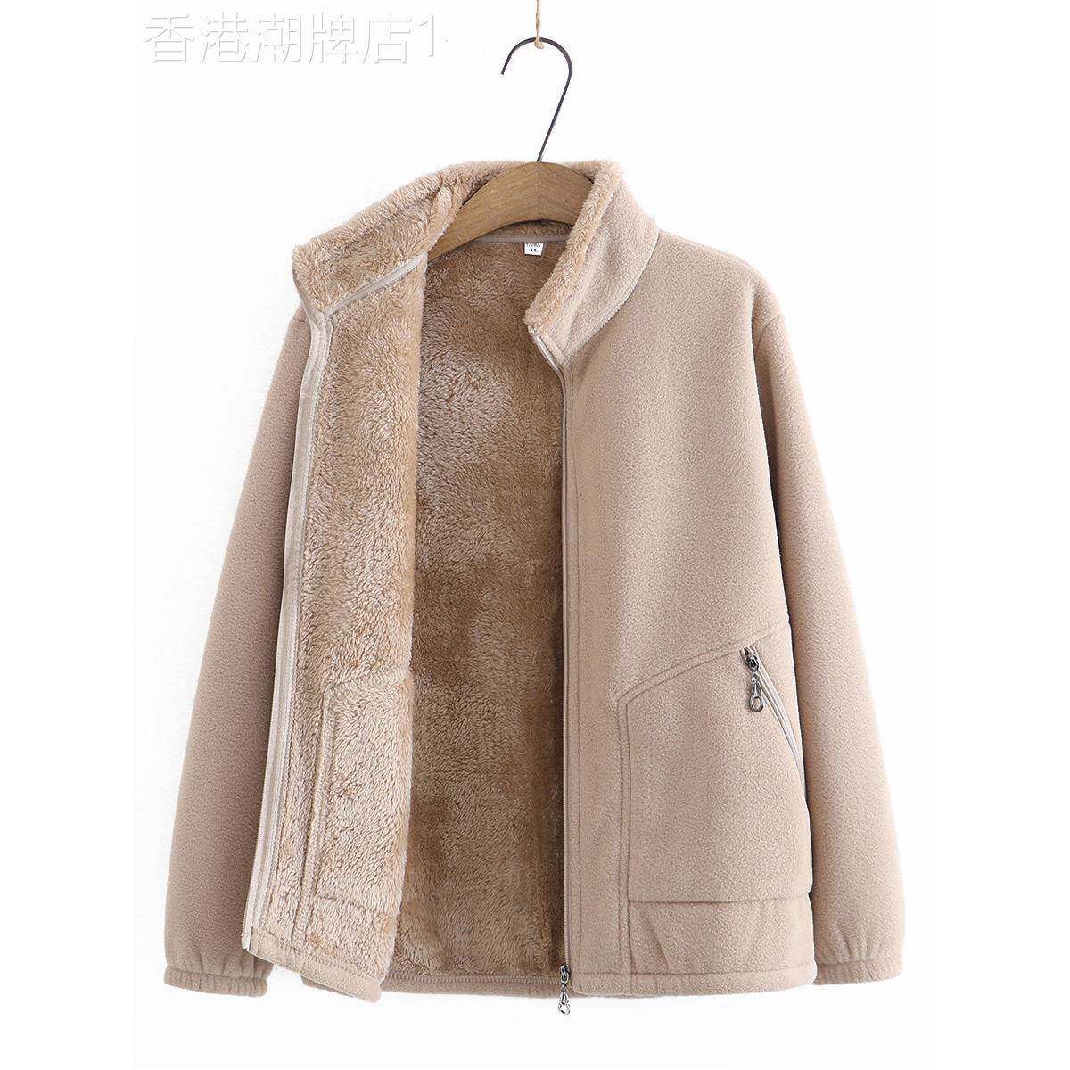 秋冬季中老年摇粒绒外套女装加绒加厚宽松奶奶妈妈秋装棉袄抓绒衣