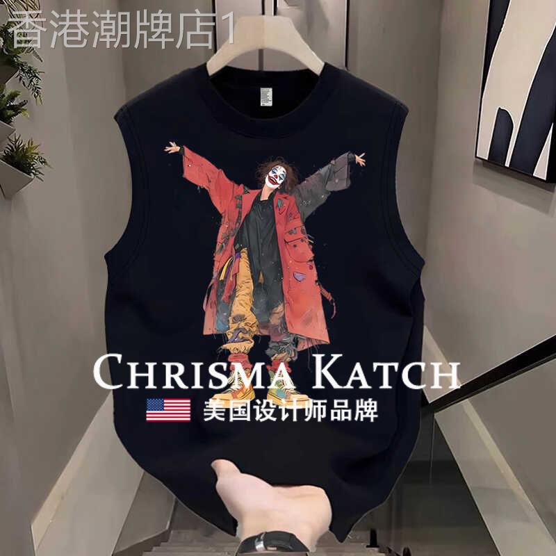 出口美国⭐Chrisma Katch~纯棉背心男宽松街头个性小丑图案上衣