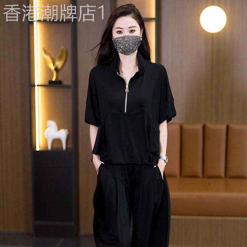 夏装休闲套装气质洋派大尺码女装天丝棉时尚洋派减龄显瘦遮肉两件