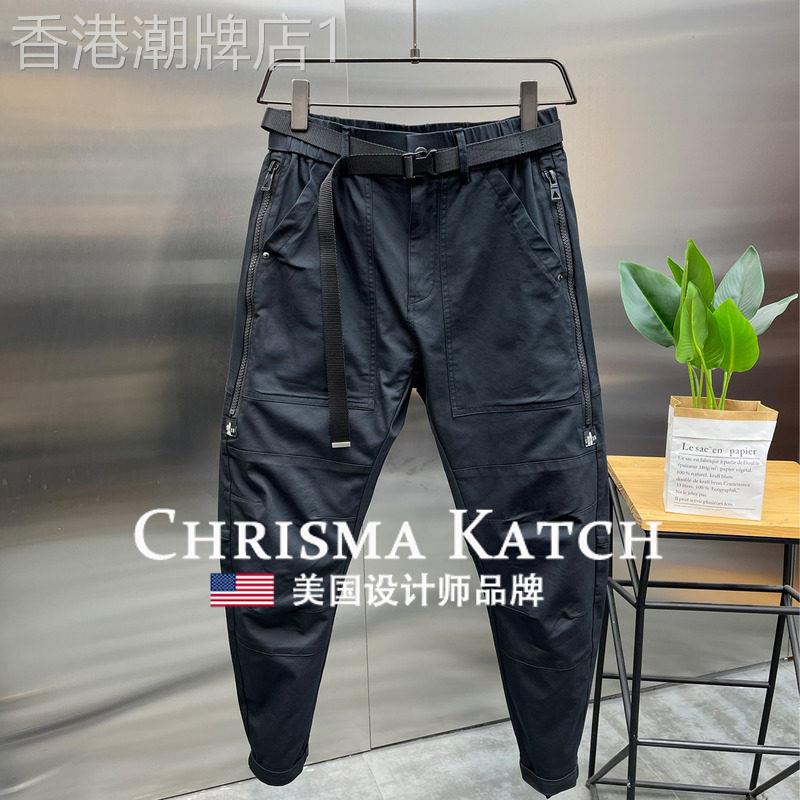 出口美国⭐Chrisma Katch~高端军绿宽松双拉炼弯刀小脚工装休闲裤
