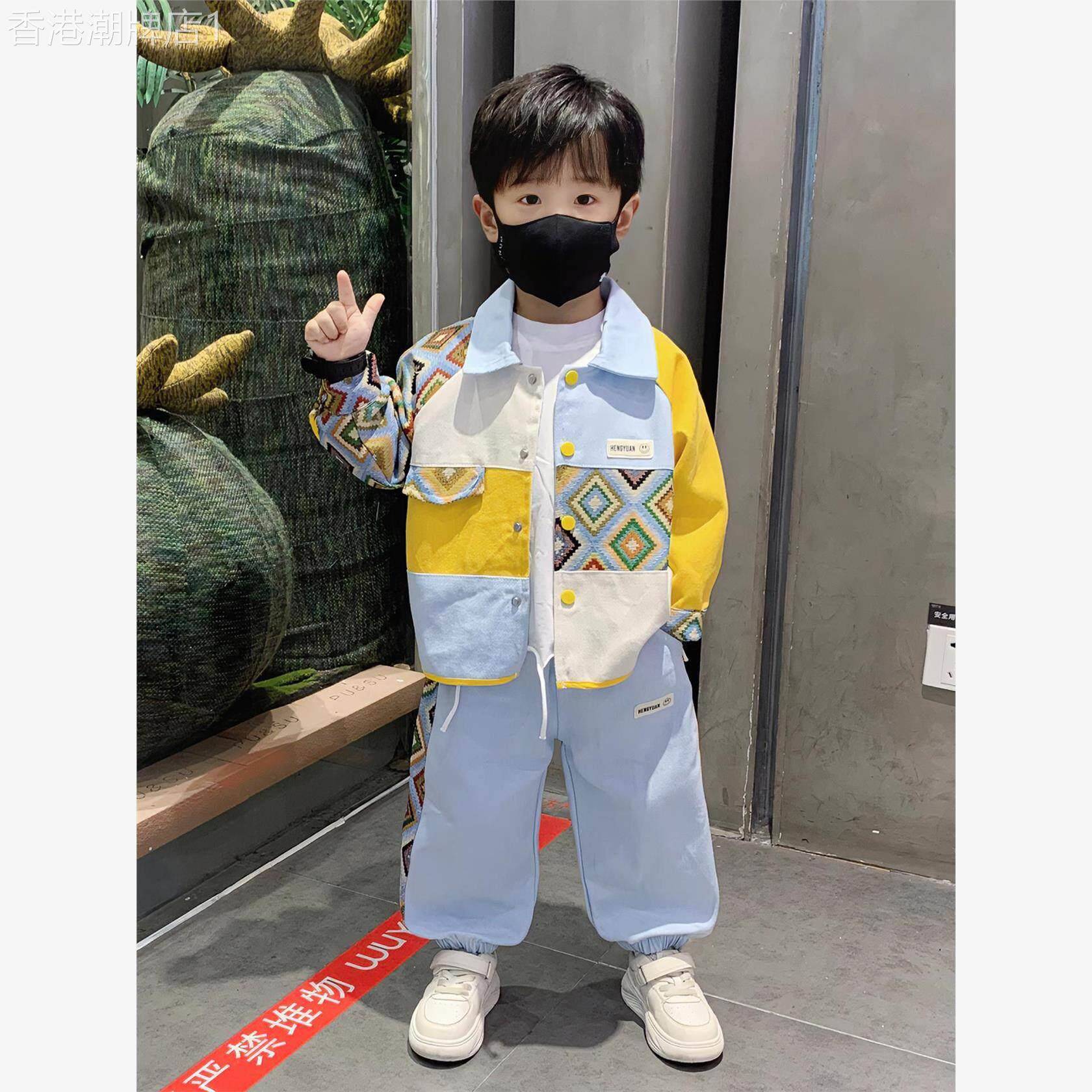 韩国男童春秋季套装2026新款洋派儿童时髦秋装外套宝宝两件套潮酷