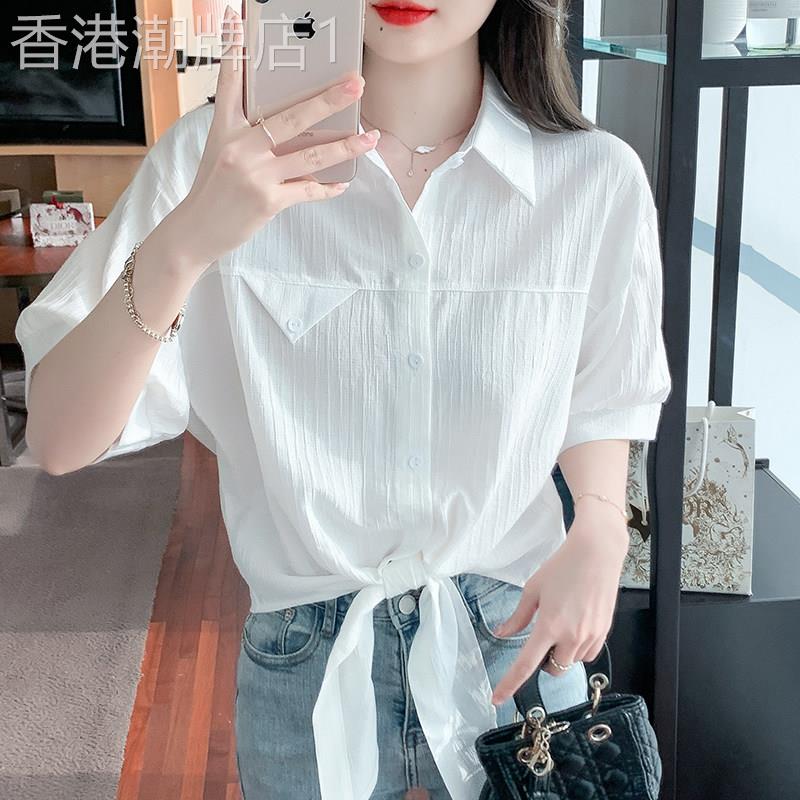 白色雪纺衬衫女短袖夏季薄款2026新款减龄洋派设计感小众衬衫上衣