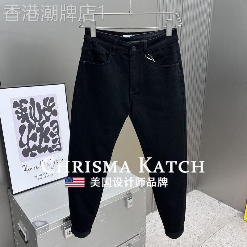 出口美国Chrisma Katch~高品质黑色牛仔裤小脚裤韩版休闲长裤子