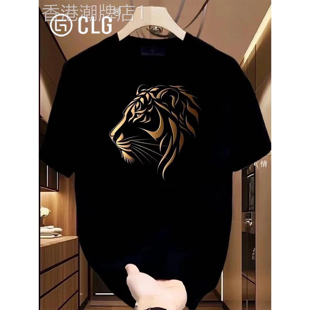 香港Clg时尚品牌全新重量级无障碍豪华t恤短袖男士简单棉印花圆领