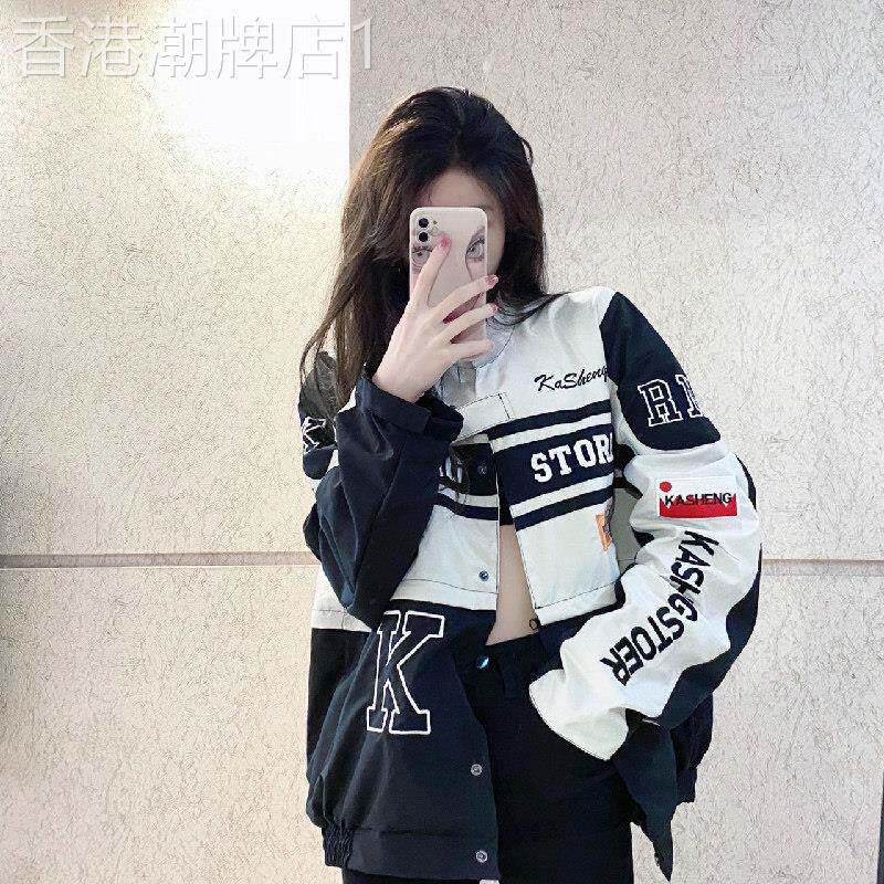 潮牌棒球服女外套春秋2025新款美式宽松设计感小众机车服夹克上衣