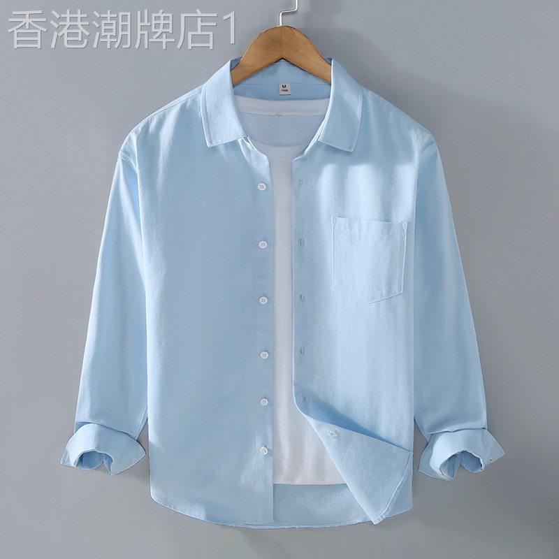 MK正品日系纯棉衬衫男长袖春秋季高端工装休闲风百搭男士衬衫外套