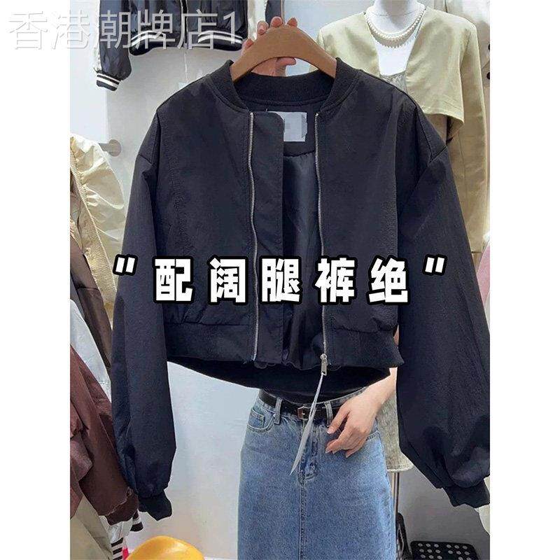 韩版纯色棒球服小个子短款外套女2026春秋季宽松休闲百搭夹克上衣