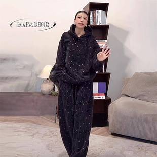 香港高级感连帽卫衣运动服套装女冬季厚款休闲时尚气质显瘦两件套