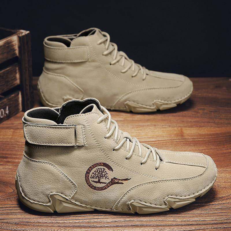 香港秋季马丁靴男工装鞋中高帮休闲棉鞋懒人豆豆鞋潮百搭加绒短靴