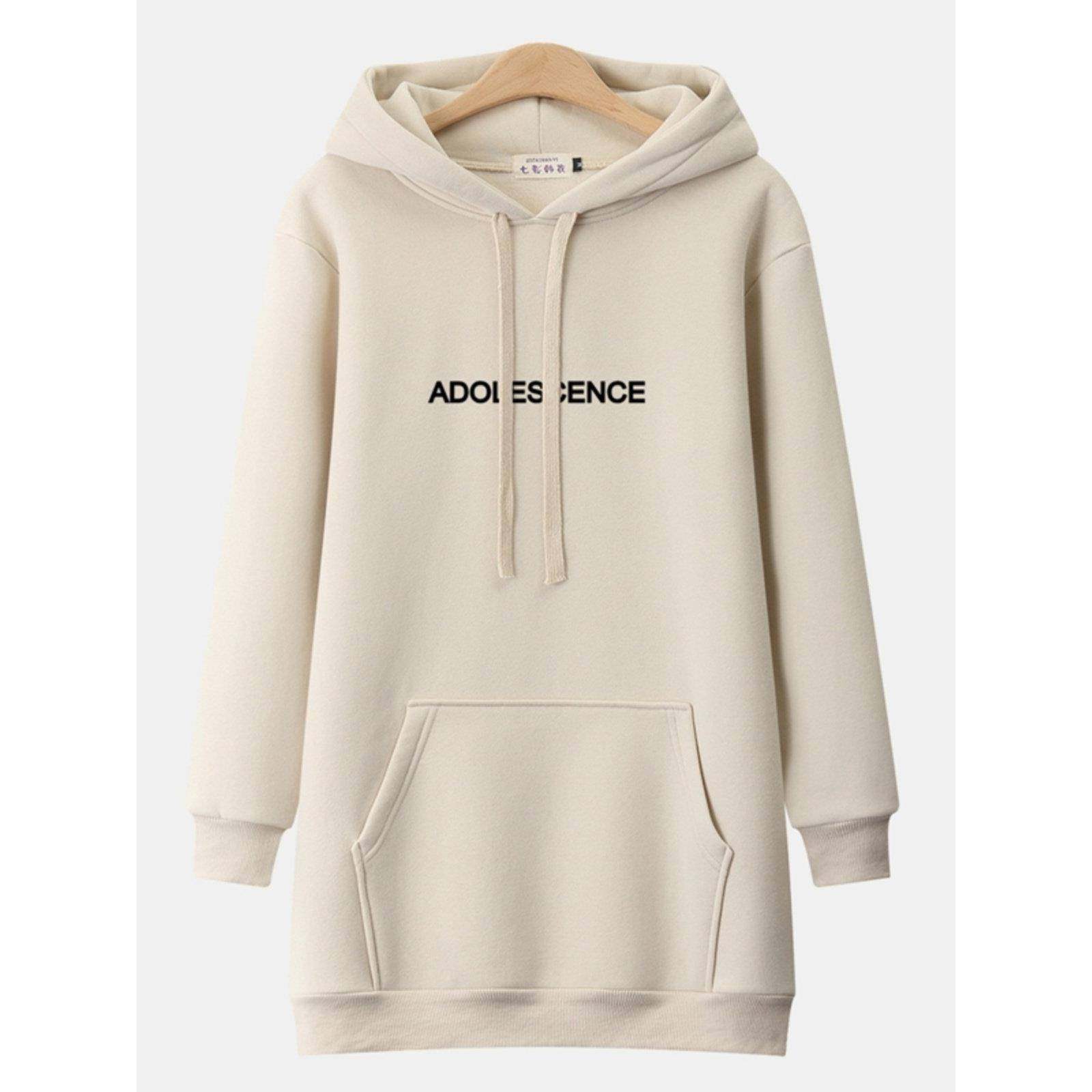 欧货卫衣女2025新款春秋加绒加厚连帽爆款小个子遮屁股中长款外套