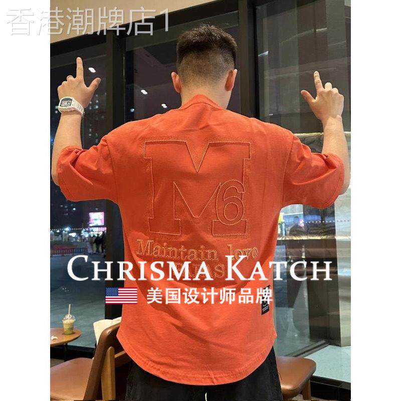 出口美国⭐Chrisma Katch~刺绣字母圆领短袖时尚百搭宽松透气T恤