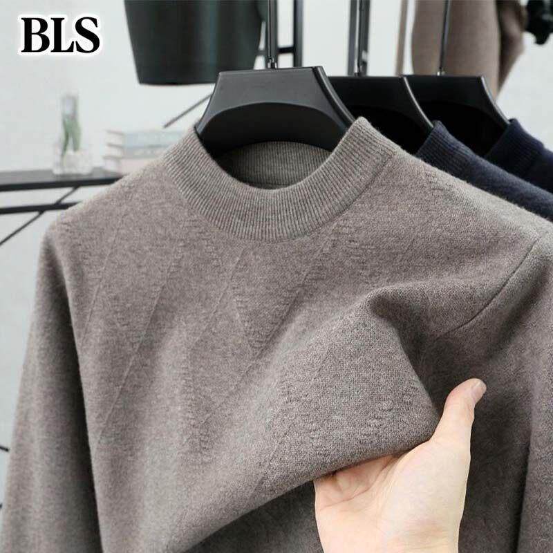 高端半高领羊毛衫男冬季2025新款加厚保暖针织打底羊绒衫男士毛衣