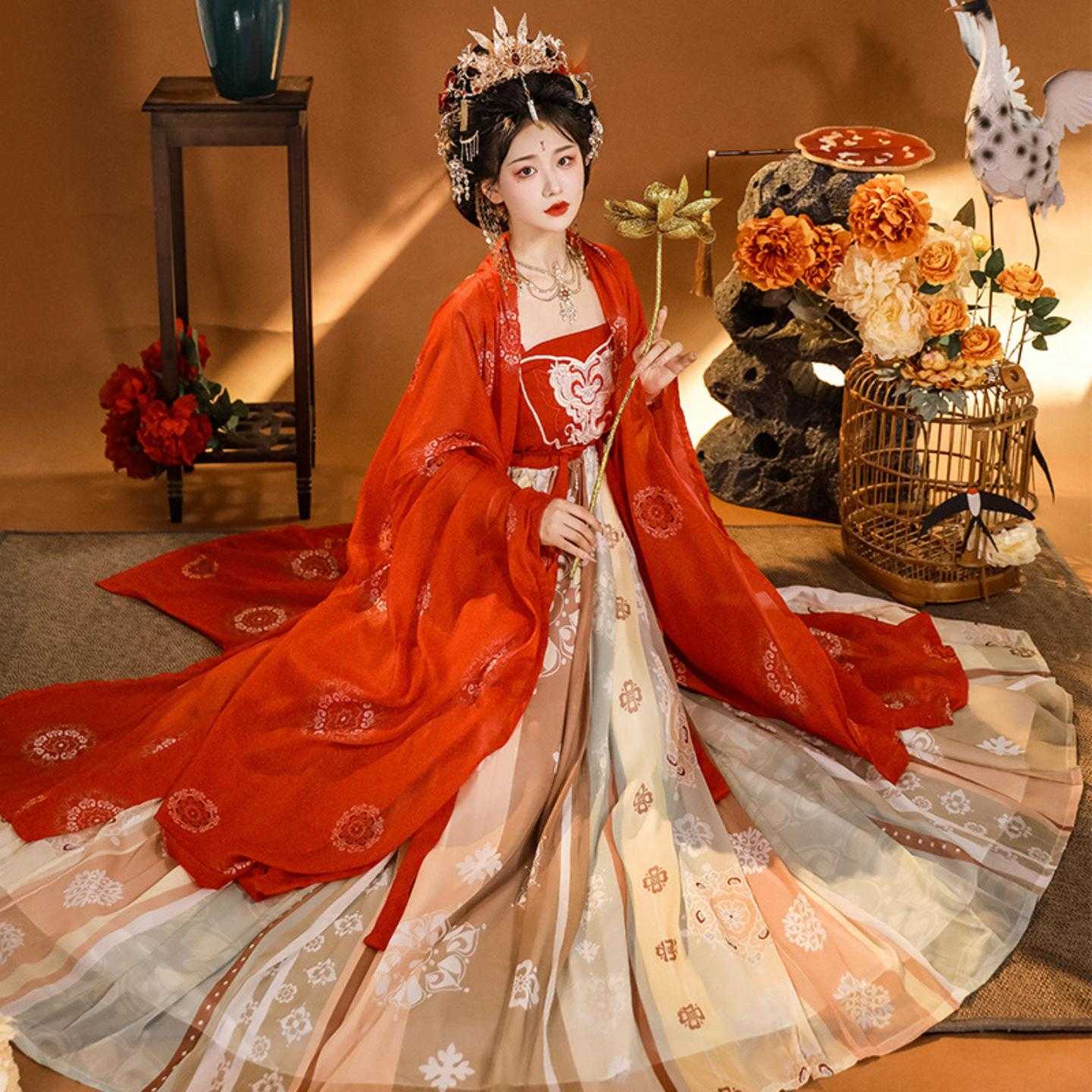 唐制原创汉服女复原款中国风刺绣