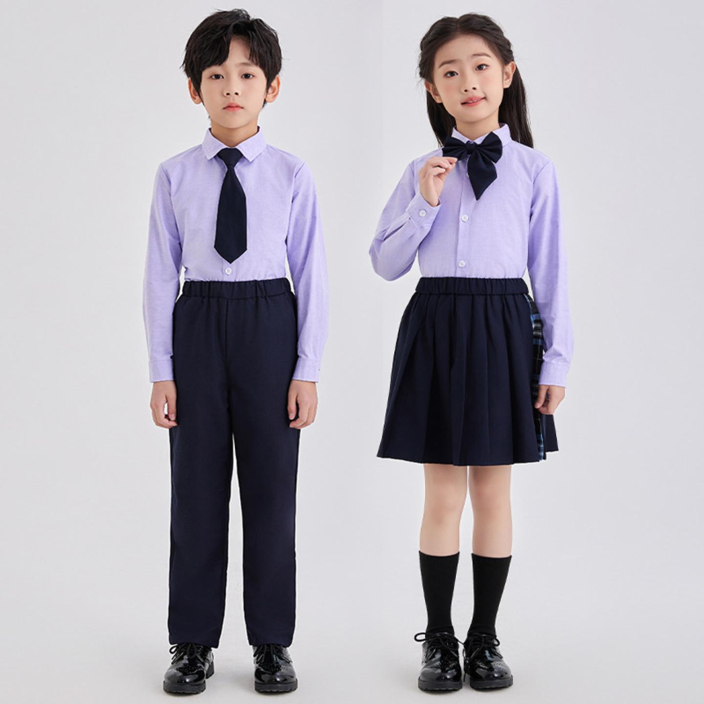 新品小学生夏季班服男女童衬衫