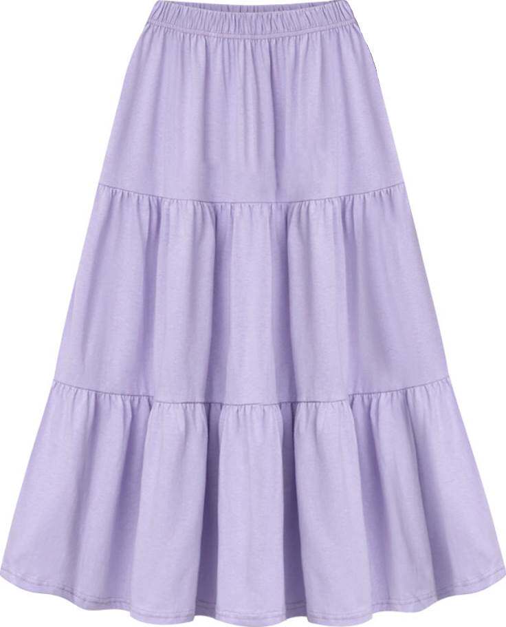 大码女装春夏新品小清新学生紫色松紧腰宽松休闲A字中长款半身裙