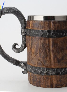 Wooden barrel Beer Mug Goblet Coffee Cup Glass Mugs Gift