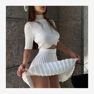 欧美性感时尚针织短裙套装裙 knit dress skirt suit set outfits