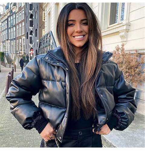 2023Winter women coat Warm thick leather Parkas femme jacket