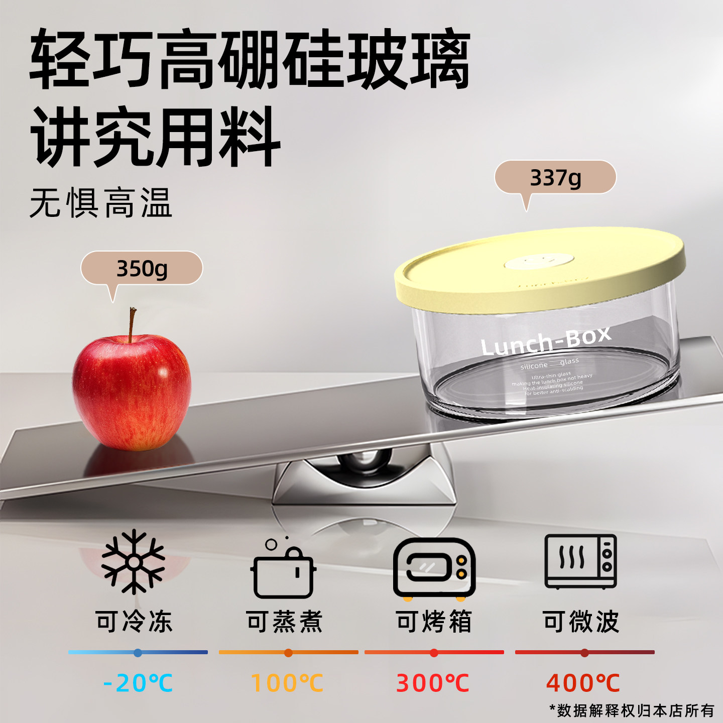 超轻高硼硅玻璃饭盒可微