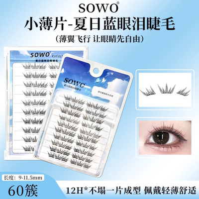 夏日蓝眼泪婉嫔新品假睫毛梦幻海洋清新单簇卷翘撞色分段初学JW2