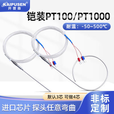 铠装pt100铂热电阻探头弯曲
