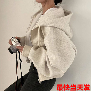2026 women clothes拉链连帽短款卫衣外套女韩国ins2026秋冬宽松