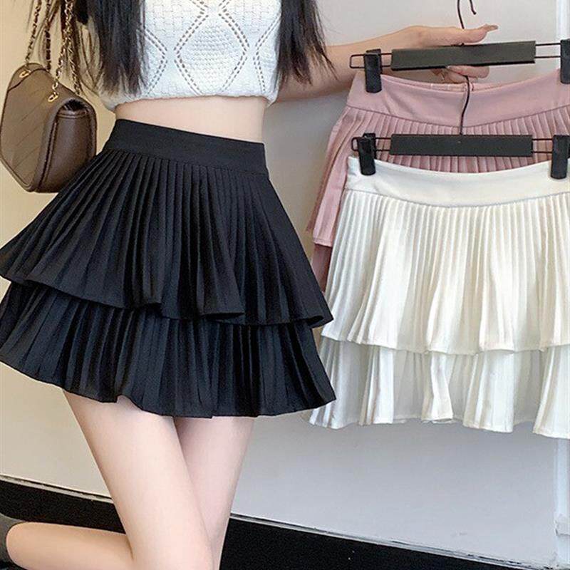 百褶半身裙女夏季2026新款韩版小个子松紧高腰显瘦蛋糕蓬蓬短裙裤