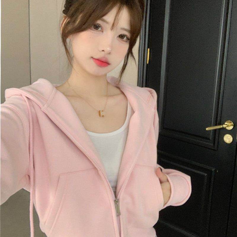 短款连帽卫衣外套女2026新款爆款小个子春秋美式开衫运动初秋上衣