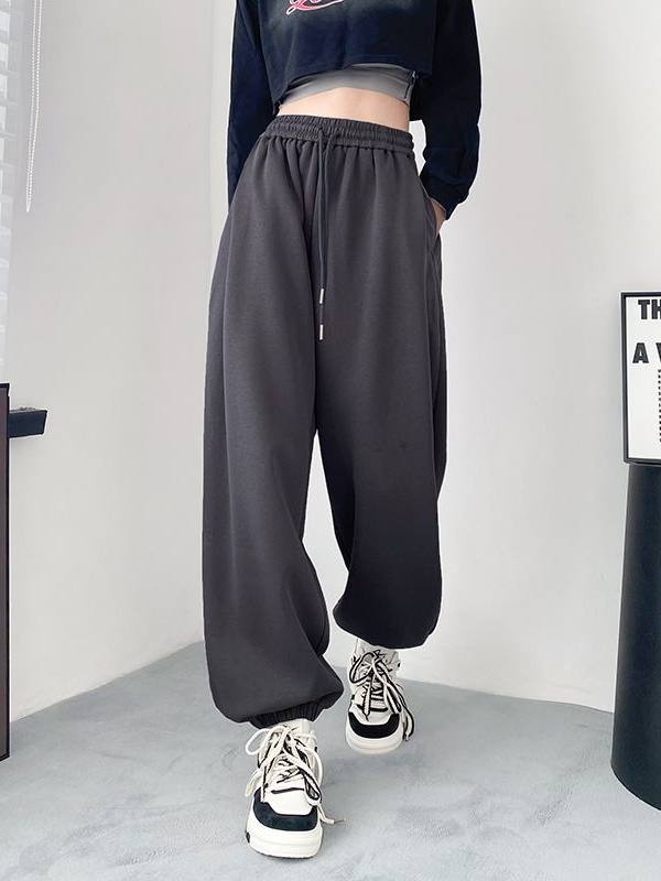 Plus size 150.00kg American High Street Sports Casual Pants Women's Spring and Autumn Bloomers Loose Slim Looking Jogger Pants Sweatpants