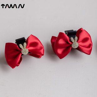 儿童发饰不伤发兔耳抓夹女童公主头红色蝴蝶结抓夹宝宝碎发夹头饰