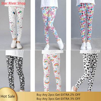 Girls Leggings for Kids Rainbow Print Casual Floral Pencil P