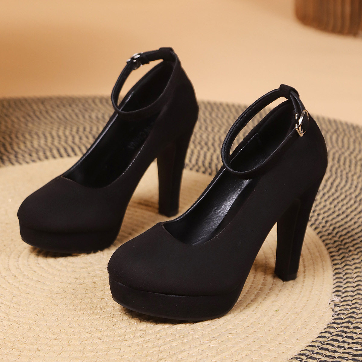 shoeswomen高跟鞋女粗跟