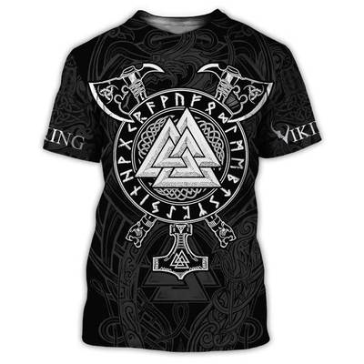 Vikings 3D Print Men's Short Sleeve T-Shirt维京人3D印花